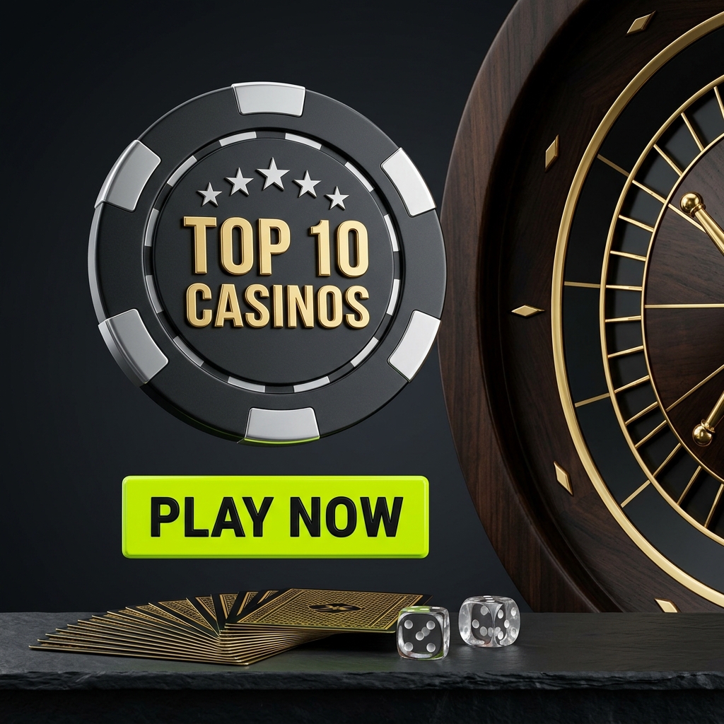 Casino chip, roulette wheel, cards and dice